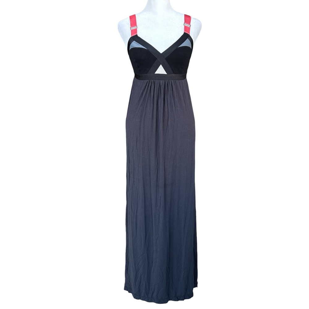 VPL Convexity Breaker Maxi Dress Charcoal with Cerise 4